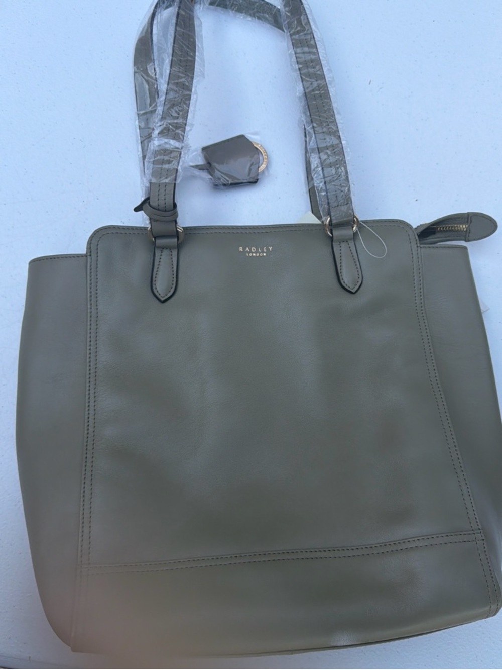 RADLEY LONDON Olive Green Leather Tote with Gold Logo